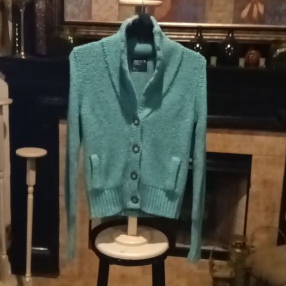 FINAL PRICE American Eagle Outfitters purple/green sweater w brown buttons - Picture 6 of 13